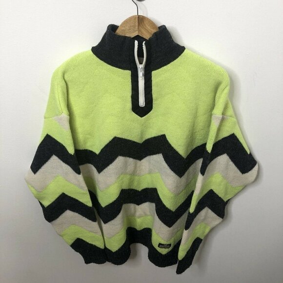 VTG North Country Eaton Neon L Men Wool Sweater - Picture 1 of 6